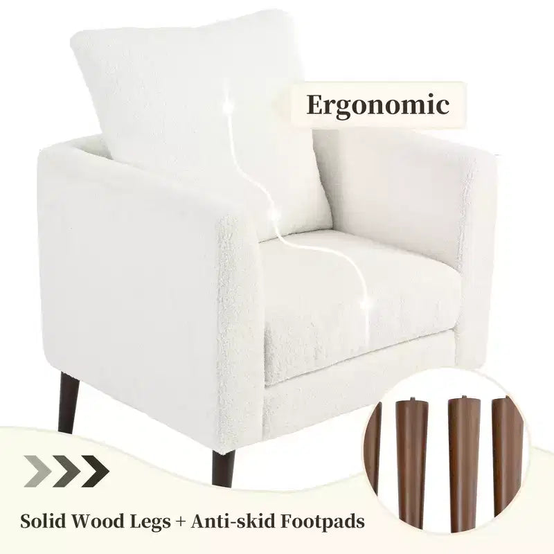 Modern Upholstered Arm Accent Chair for Bedroom and Living Room