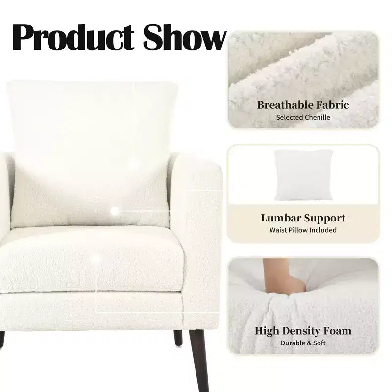Modern Upholstered Arm Accent Chair for Bedroom and Living Room
