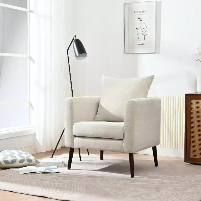Modern Upholstered Arm Accent Chair for Bedroom and Living Room