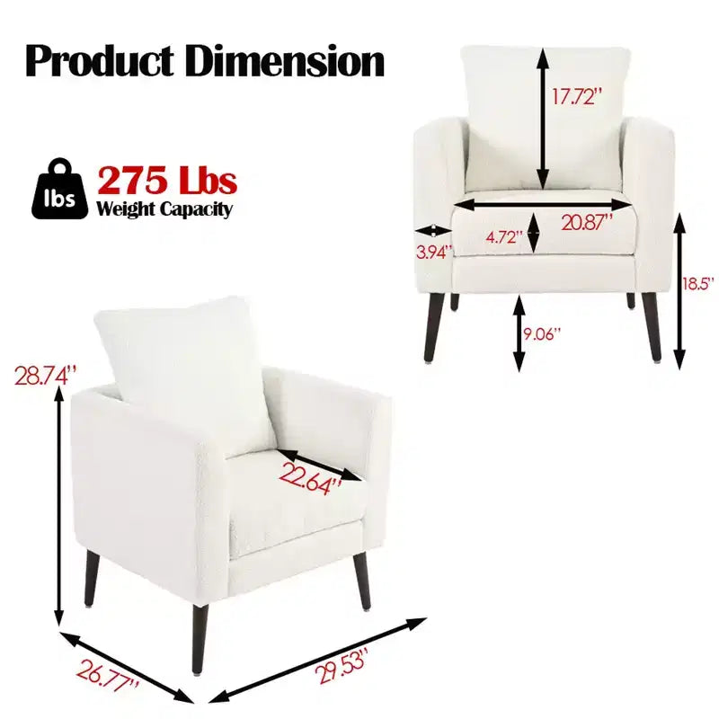 Modern Upholstered Arm Accent Chair for Bedroom and Living Room