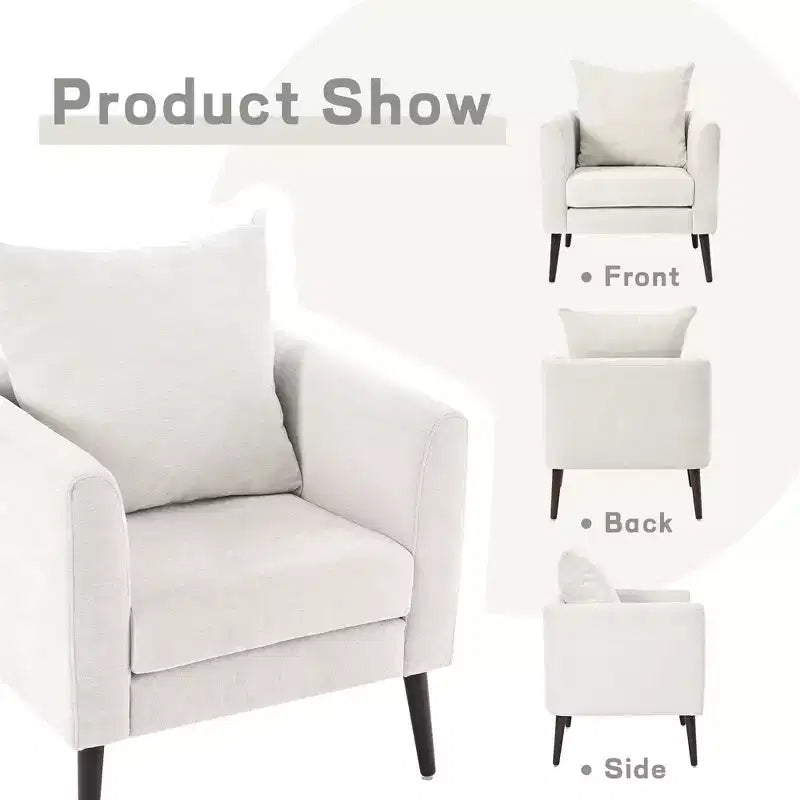 Modern Upholstered Arm Accent Chair for Bedroom and Living Room