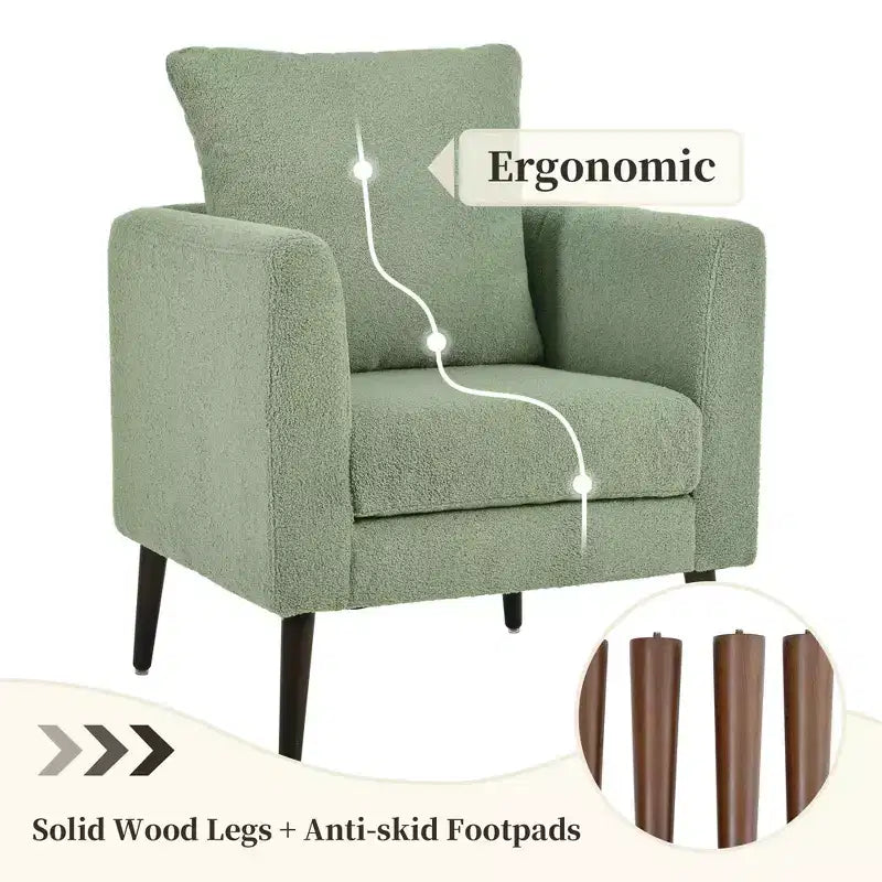 Modern Upholstered Arm Accent Chair for Bedroom and Living Room