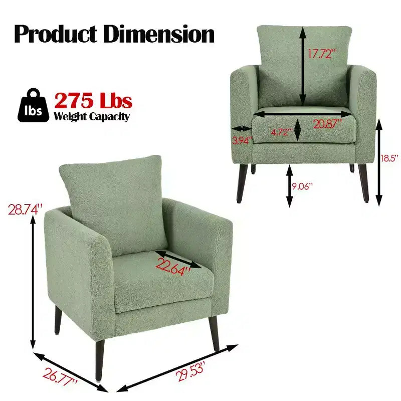 Modern Upholstered Arm Accent Chair for Bedroom and Living Room