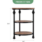 3-Tier Round End Table with Metal Frame – Bedside Table for Living Room & Bedroom