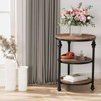 3-Tier Round End Table with Metal Frame – Bedside Table for Living Room & Bedroom