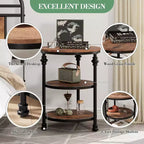 3-Tier Round End Table with Metal Frame – Bedside Table for Living Room & Bedroom