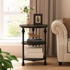 3-Tier Round End Table with Metal Frame – Bedside Table for Living Room & Bedroom
