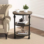 3-Tier Round End Table with Metal Frame – Bedside Table for Living Room & Bedroom