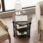 3-Tier Round End Table with Metal Frame – Bedside Table for Living Room & Bedroom