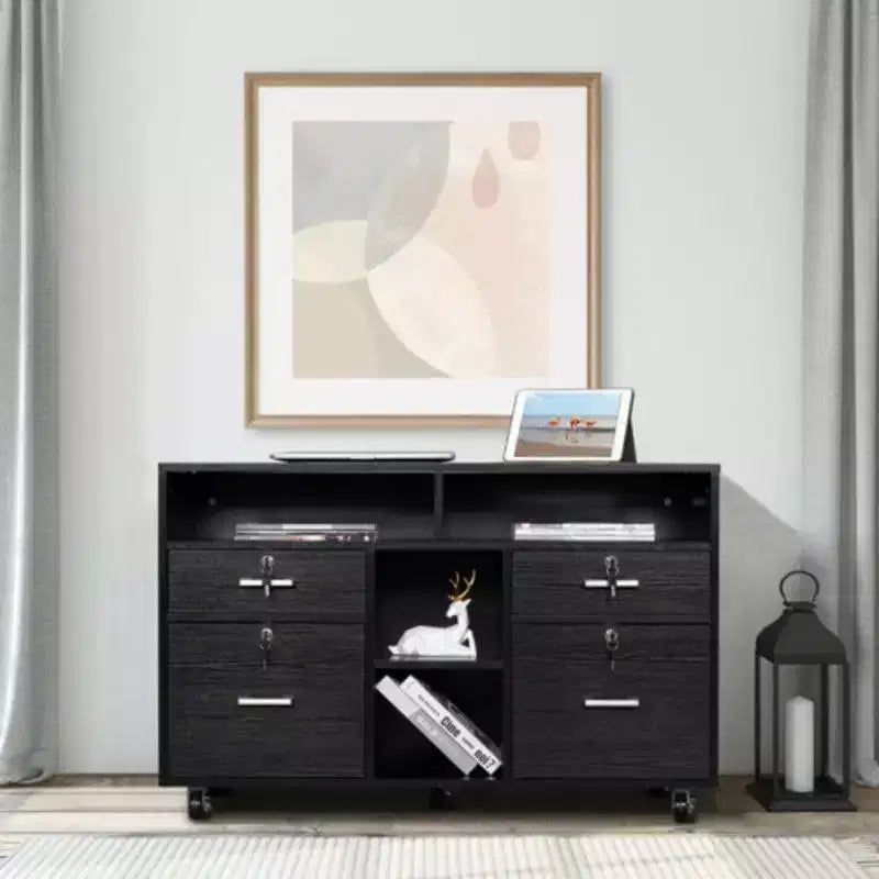 4-Drawer Black MDF File Cabinet 40.94in. W