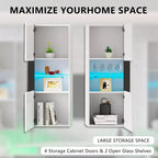 Wall-Mounted Storage Cabinets with LED Lights, Set of 2