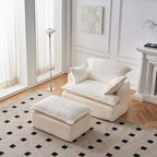 Convertible Sofa Chair with Ottoman – Corduroy Fabric, Compact Design