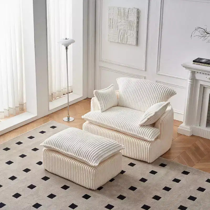 Convertible Sofa Chair with Ottoman – Corduroy Fabric, Compact Design