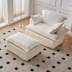 Convertible Sofa Chair with Ottoman – Corduroy Fabric, Compact Design