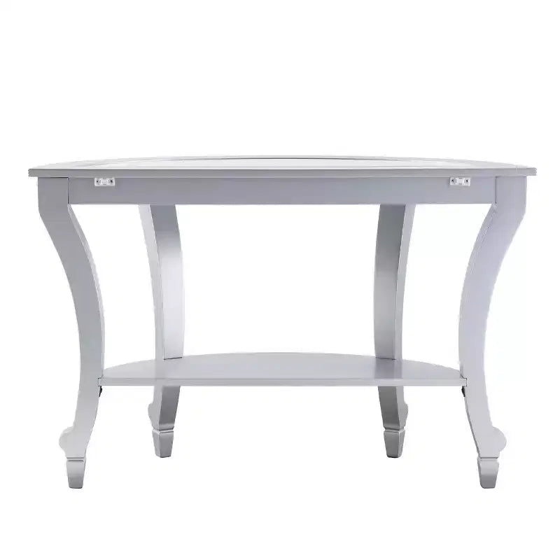 Mirrored Demilune Console Table - Silver