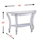 Mirrored Demilune Console Table - Silver