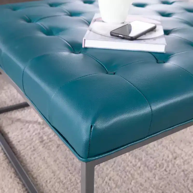 Upholstered Cocktail Ottoman - Blue