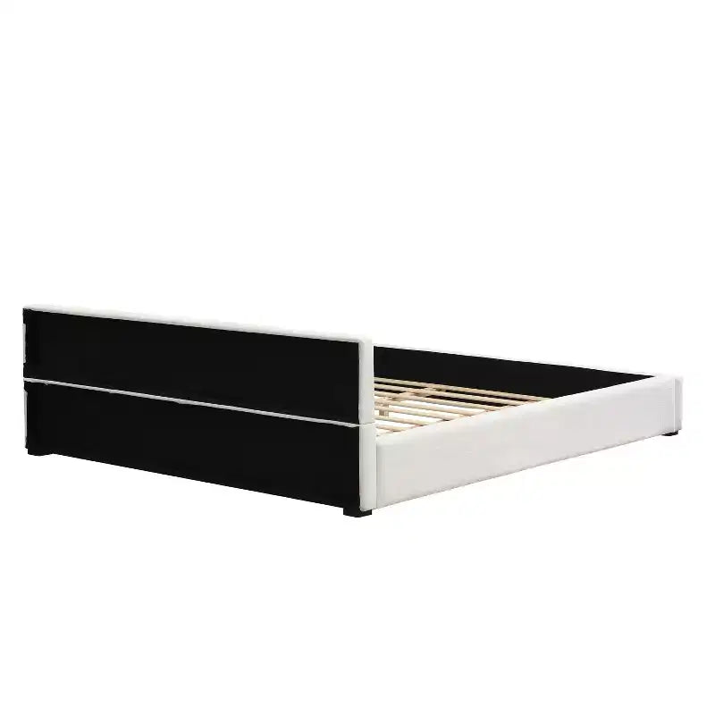 Modern Upholstered Platform Bed with Wide-Edge Headboard
