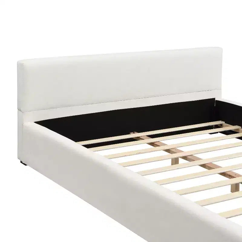 Modern Upholstered Platform Bed with Wide-Edge Headboard