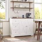 42-Inch Buffet Cabinet with 3 Drawers, Enclosed Cabinet and Open Shelf – White