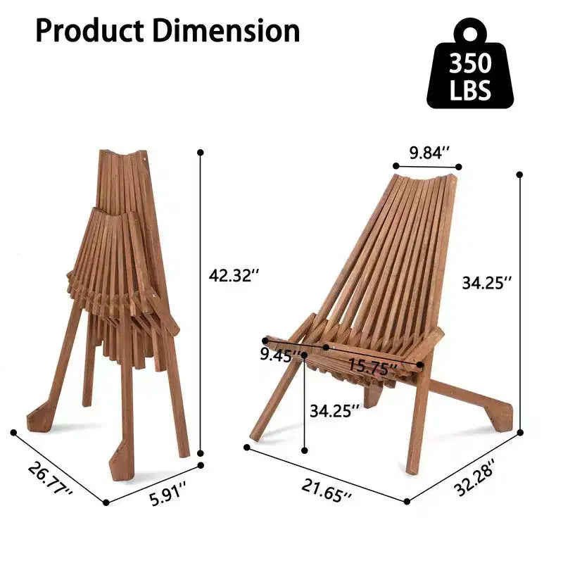 Brown Patio Wood Folding Chair (Set of 1)