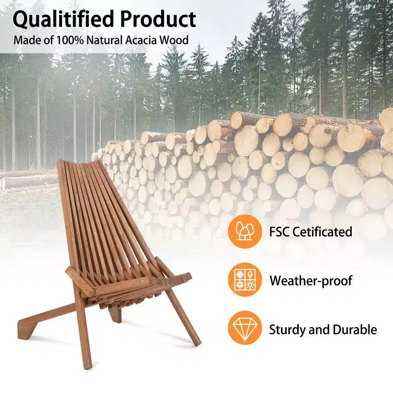 Brown Patio Wood Folding Chair (Set of 1)