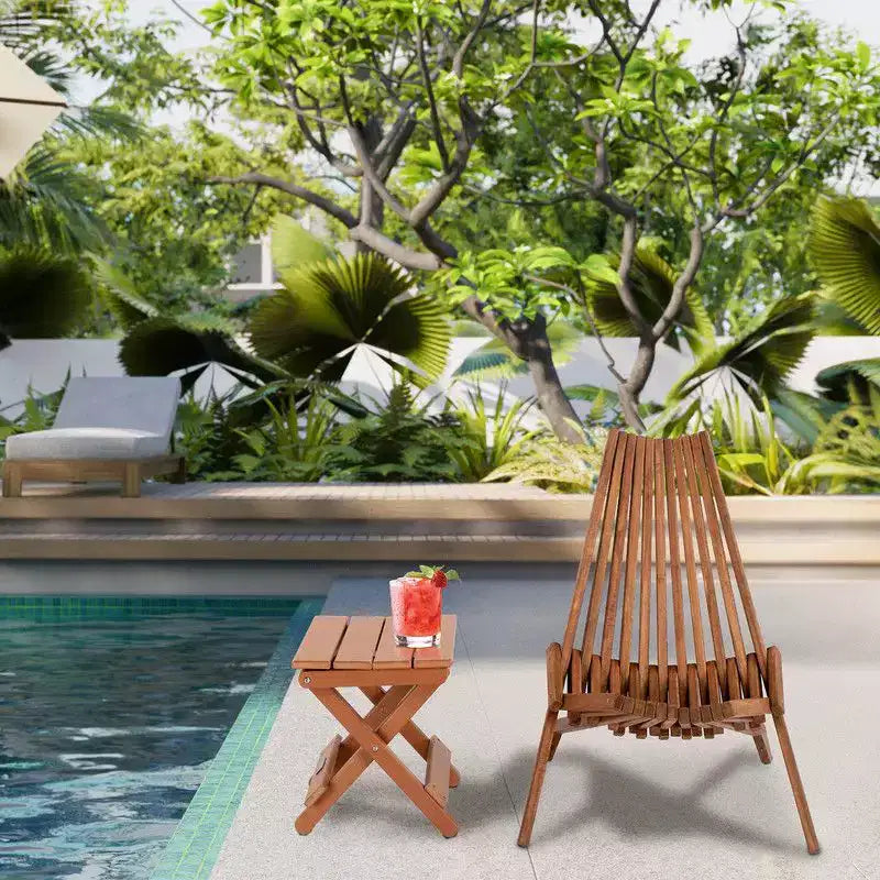 Brown Patio Wood Folding Chair (Set of 1)