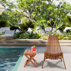 Brown Patio Wood Folding Chair (Set of 1)