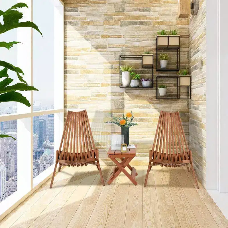 Brown Patio Wood Folding Chair (Set of 1)