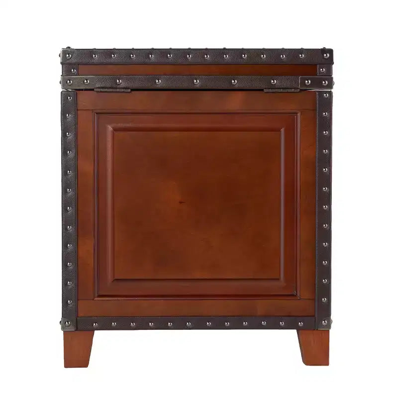 Lift-Top Trunk End Table with Storage - Brown