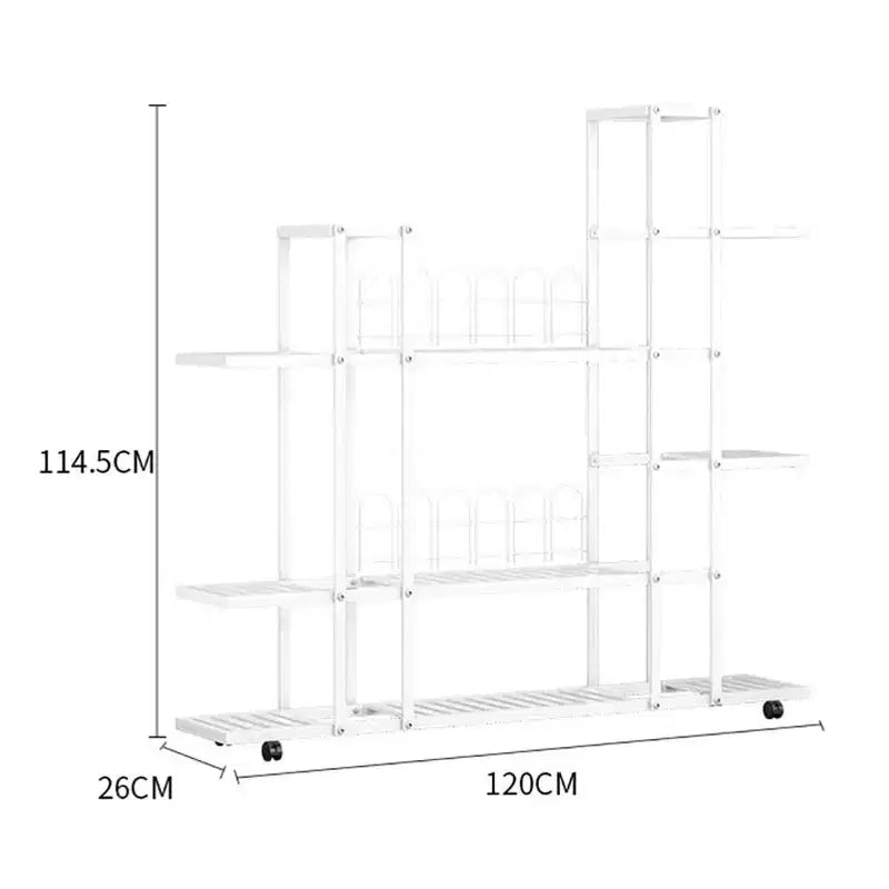 Multi-Tier Metal Plant Stand with Wheels