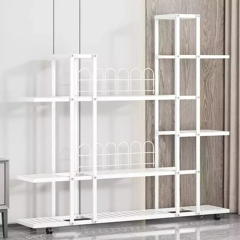 Multi-Tier Metal Plant Stand with Wheels