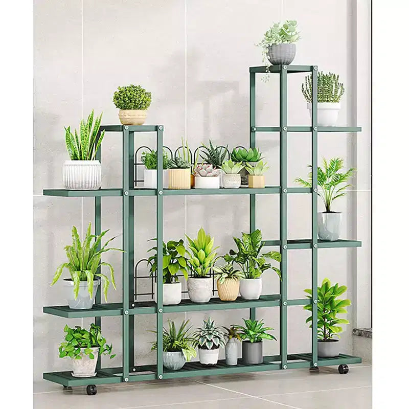 Multi-Tier Metal Plant Stand with Wheels