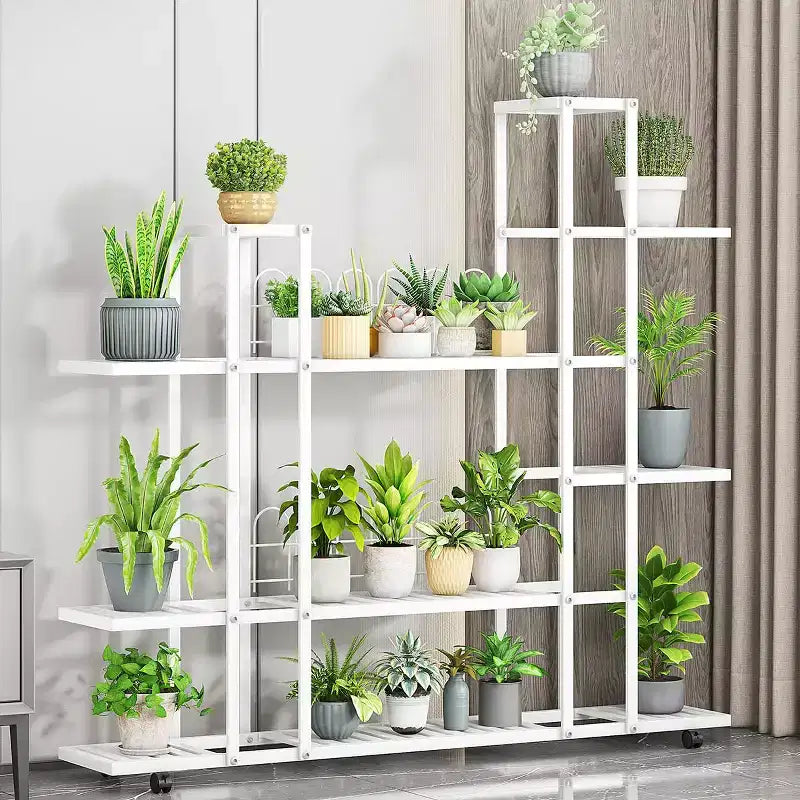 Multi-Tier Metal Plant Stand with Wheels