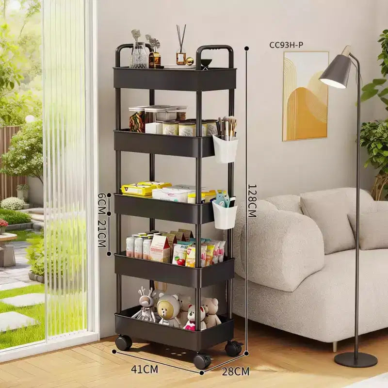 5-Tier Rolling Storage Cart with Handle