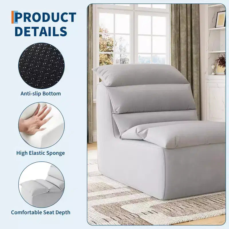 Upholstered Bean Bag Chair with Back Support