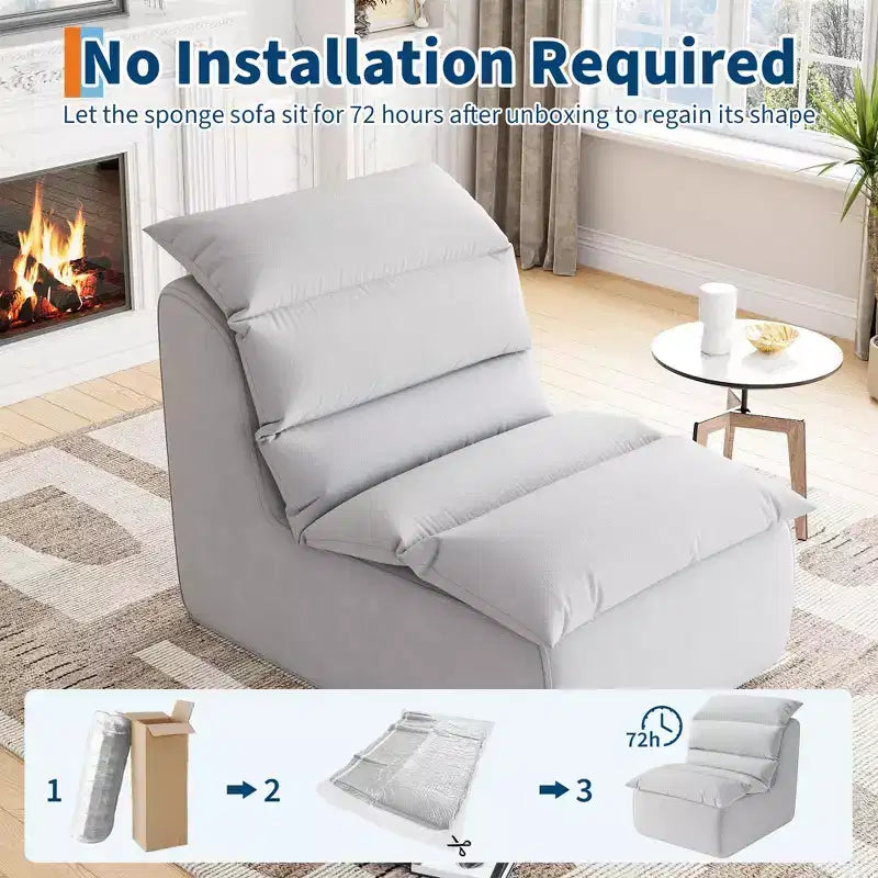 Upholstered Bean Bag Chair with Back Support