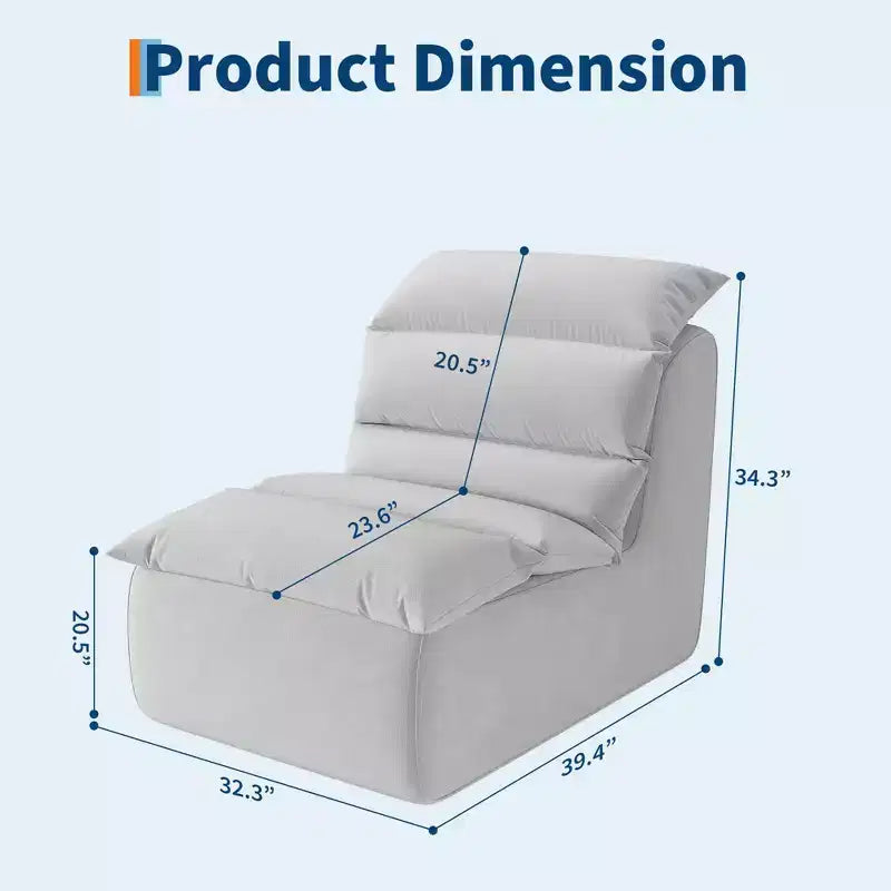 Upholstered Bean Bag Chair with Back Support