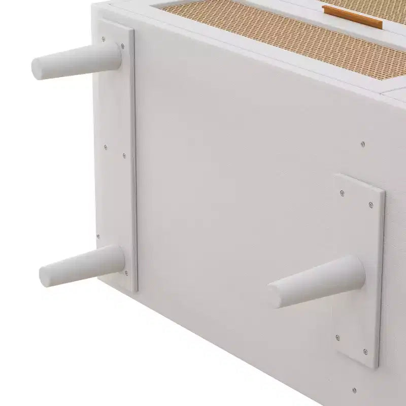 43" Wide 6-Drawer Rattan Storage Cabinet, White
