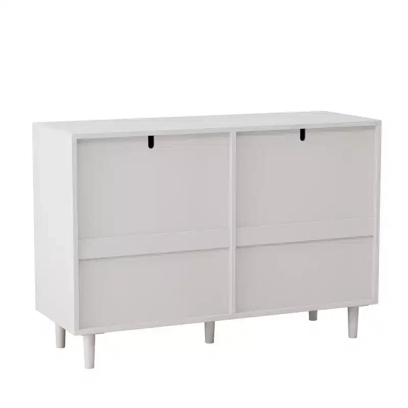 43" Wide 6-Drawer Rattan Storage Cabinet, White
