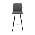 HomeRoots 26 Gray And Black Faux Leather And Iron Counter Height Bar Chair