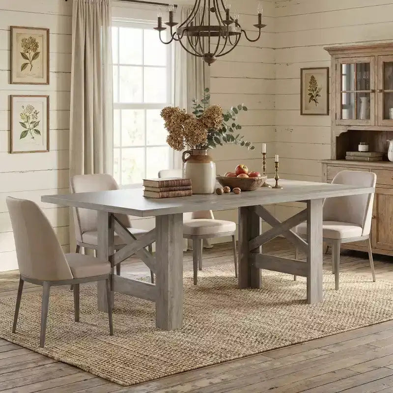 71-Inch Rectangular Farmhouse Dining Table with Trestle Base