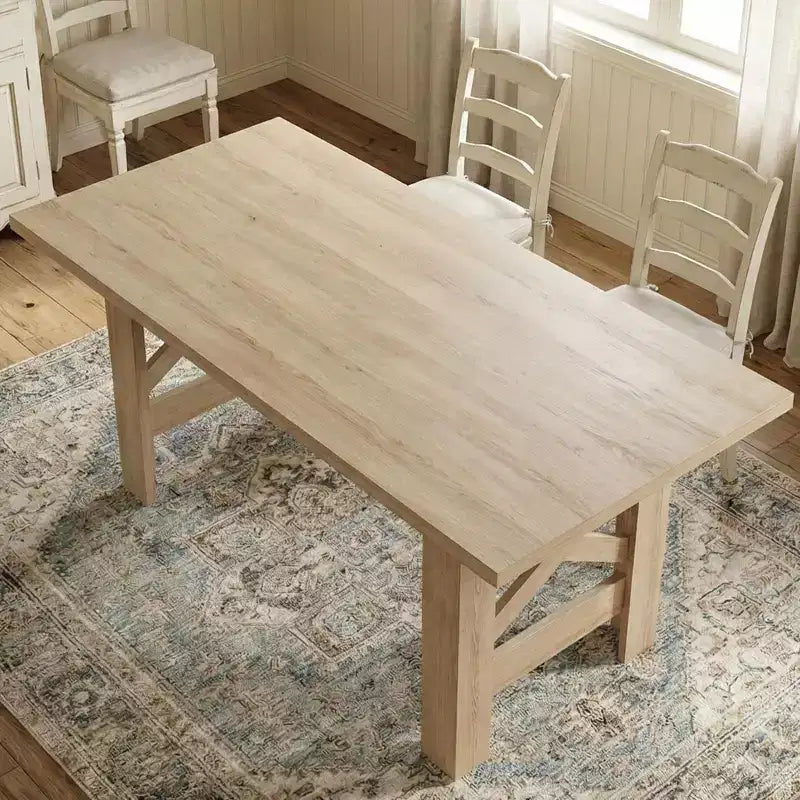 71-Inch Rectangular Farmhouse Dining Table with Trestle Base