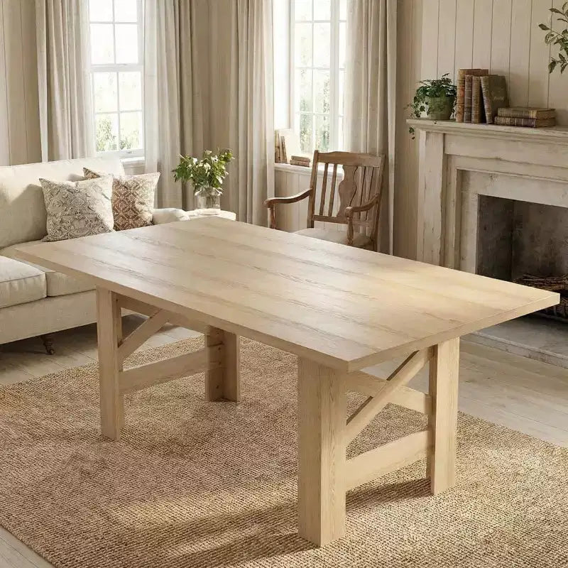 71-Inch Rectangular Farmhouse Dining Table with Trestle Base