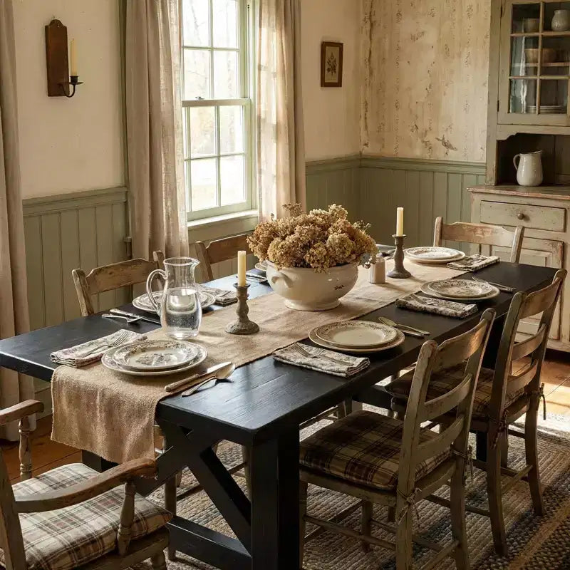 71-Inch Rectangular Farmhouse Dining Table with Trestle Base