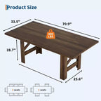 71-Inch Rectangular Farmhouse Dining Table with Trestle Base