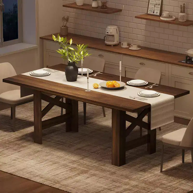 71-Inch Rectangular Farmhouse Dining Table with Trestle Base