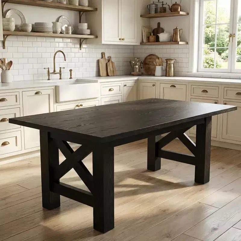 71-Inch Rectangular Farmhouse Dining Table with Trestle Base