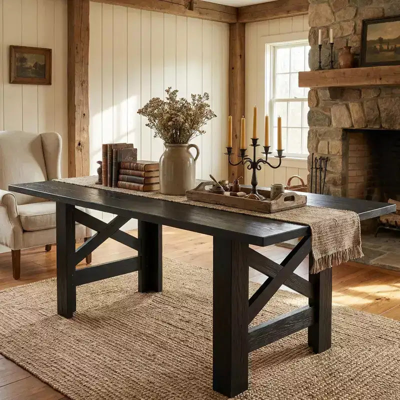 71-Inch Rectangular Farmhouse Dining Table with Trestle Base