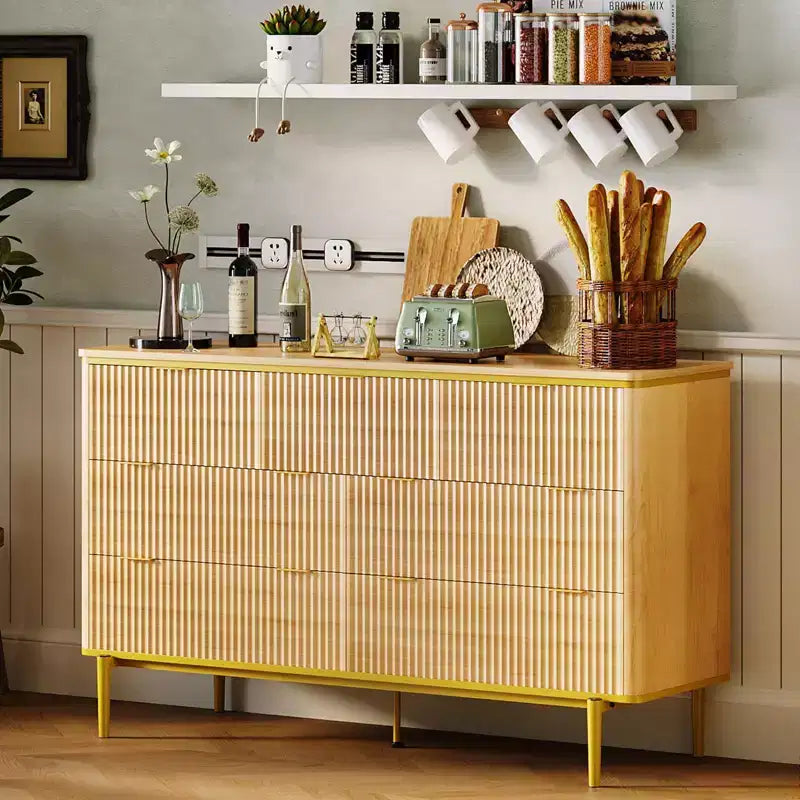 7-Drawer Dresser with Fluted Panel Design, 54 Inch Wide Chest of Drawers